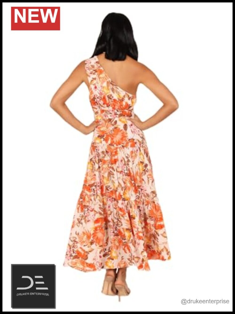 One Shoulder Maxi Dress with Knot Detail and Drop Tier